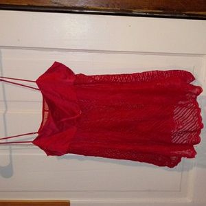 Victoria Secret Silk Red Lace Nighty